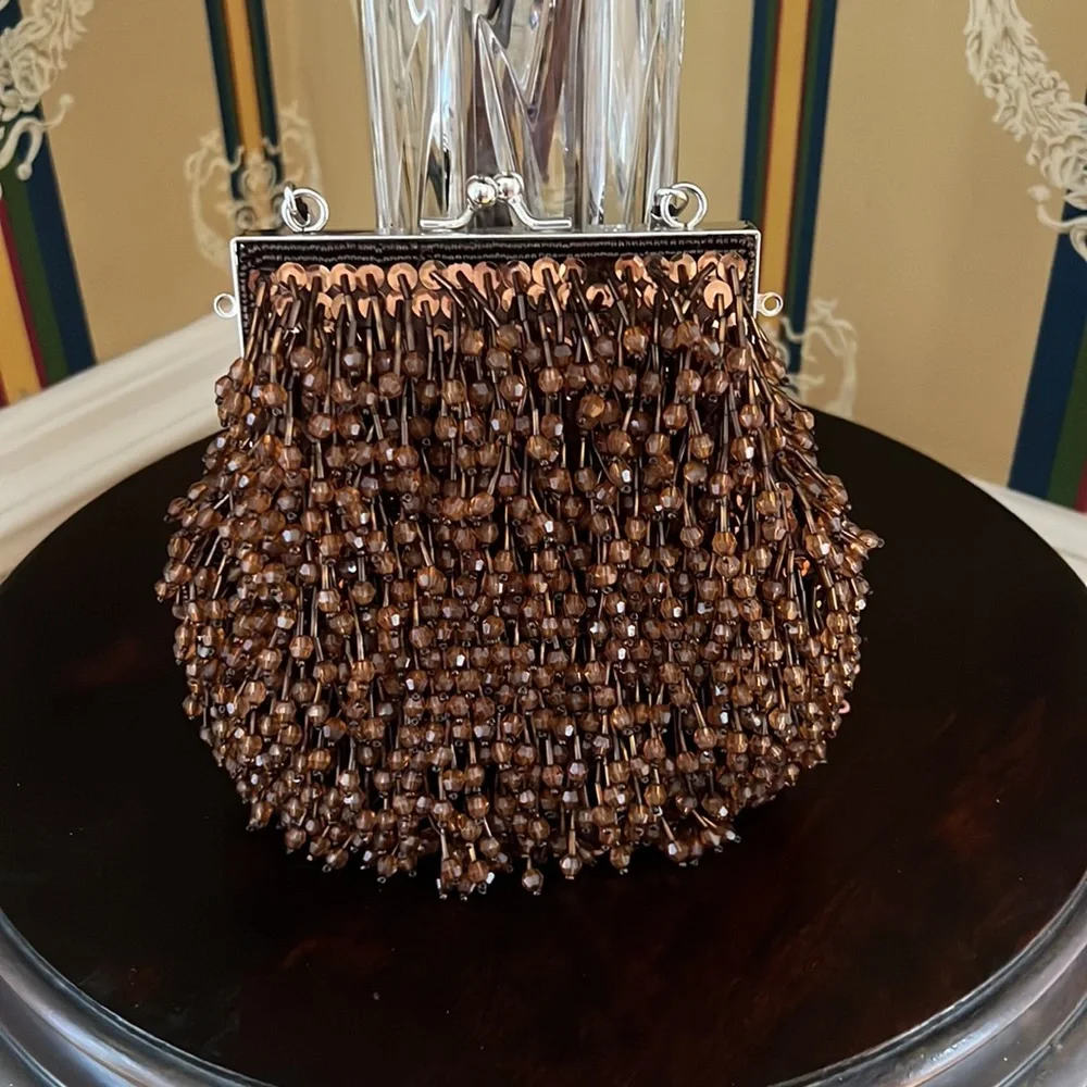Brown Beaded/Sequin Purse EUC - Picture 3 of 6